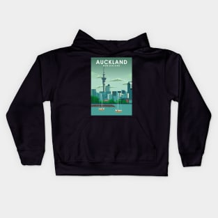 Auckland New Zealand Vintage Minimal Retro Travel Poster Kids Hoodie